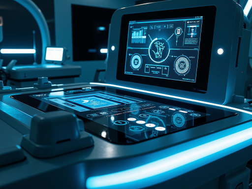 未来医疗科技概念图,智能医疗设备,数字化医院管理界面,现代医疗环境